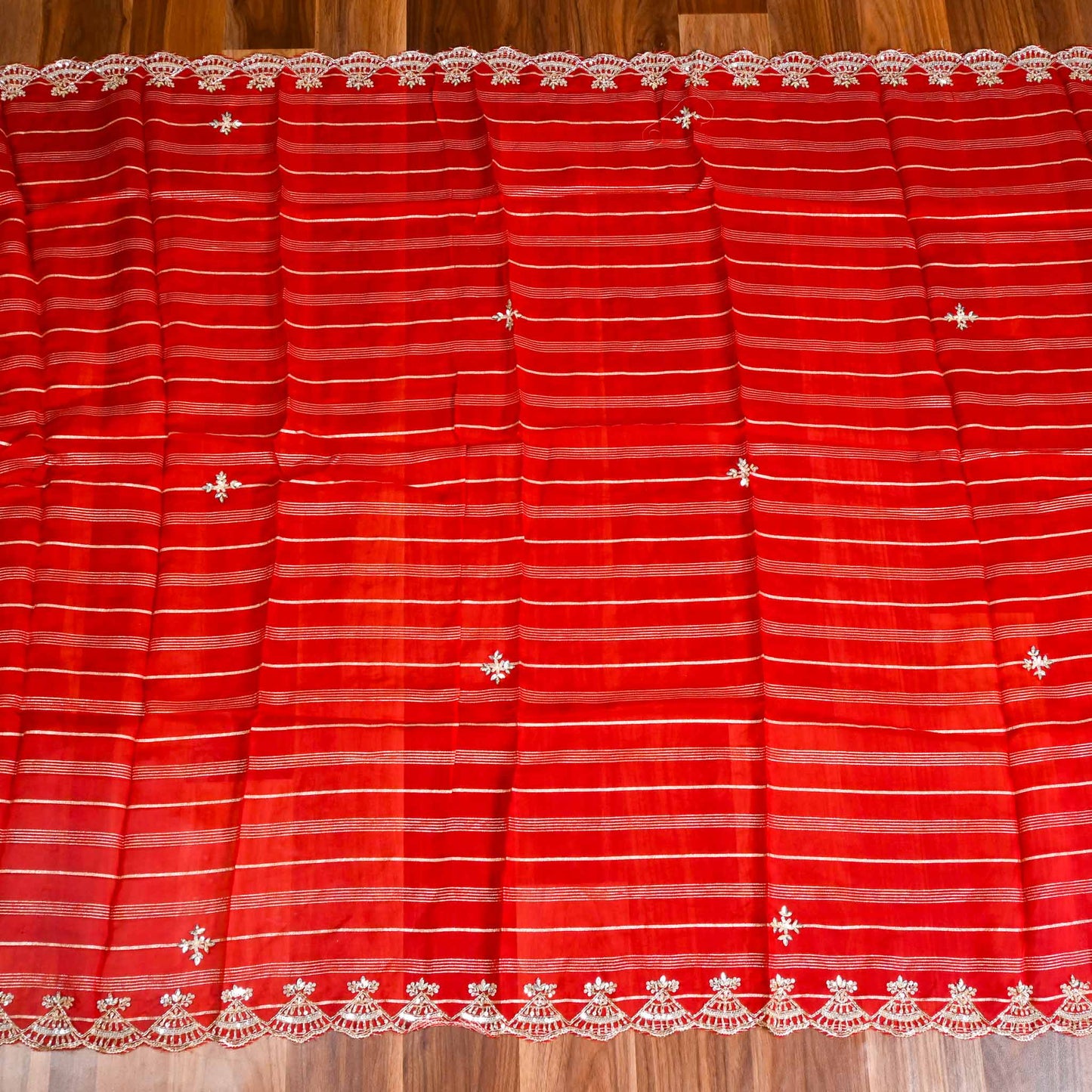 Khadi Silk red Unstitched Suit