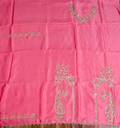 Khadi Silk baby Pink Unstitched Suit