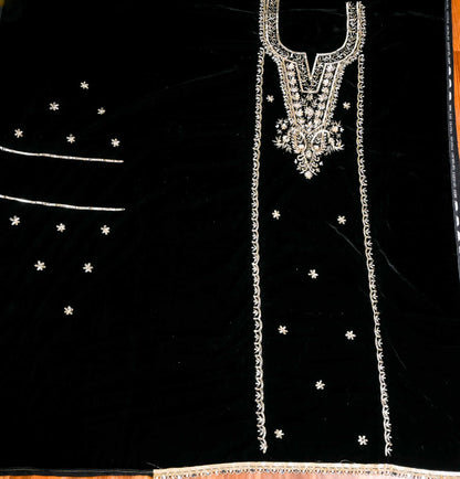 Velvet black Unstitched Suit