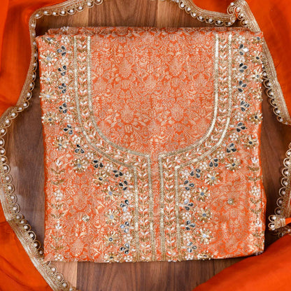 Brocade Orange suit unstitched suit