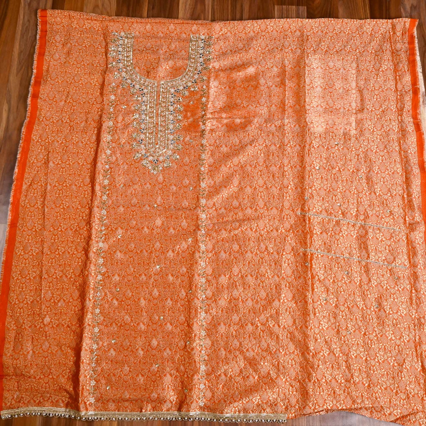 Brocade Orange suit unstitched suit