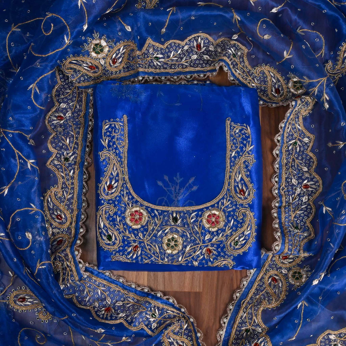 Royal blue Glass tissue suit