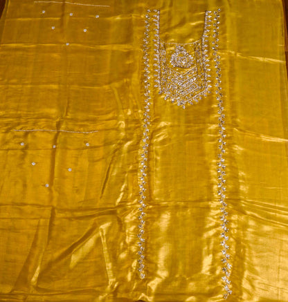 Shimmer  yellow Unstitched Suit