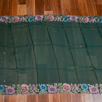 Organza Green Unstitched Suit