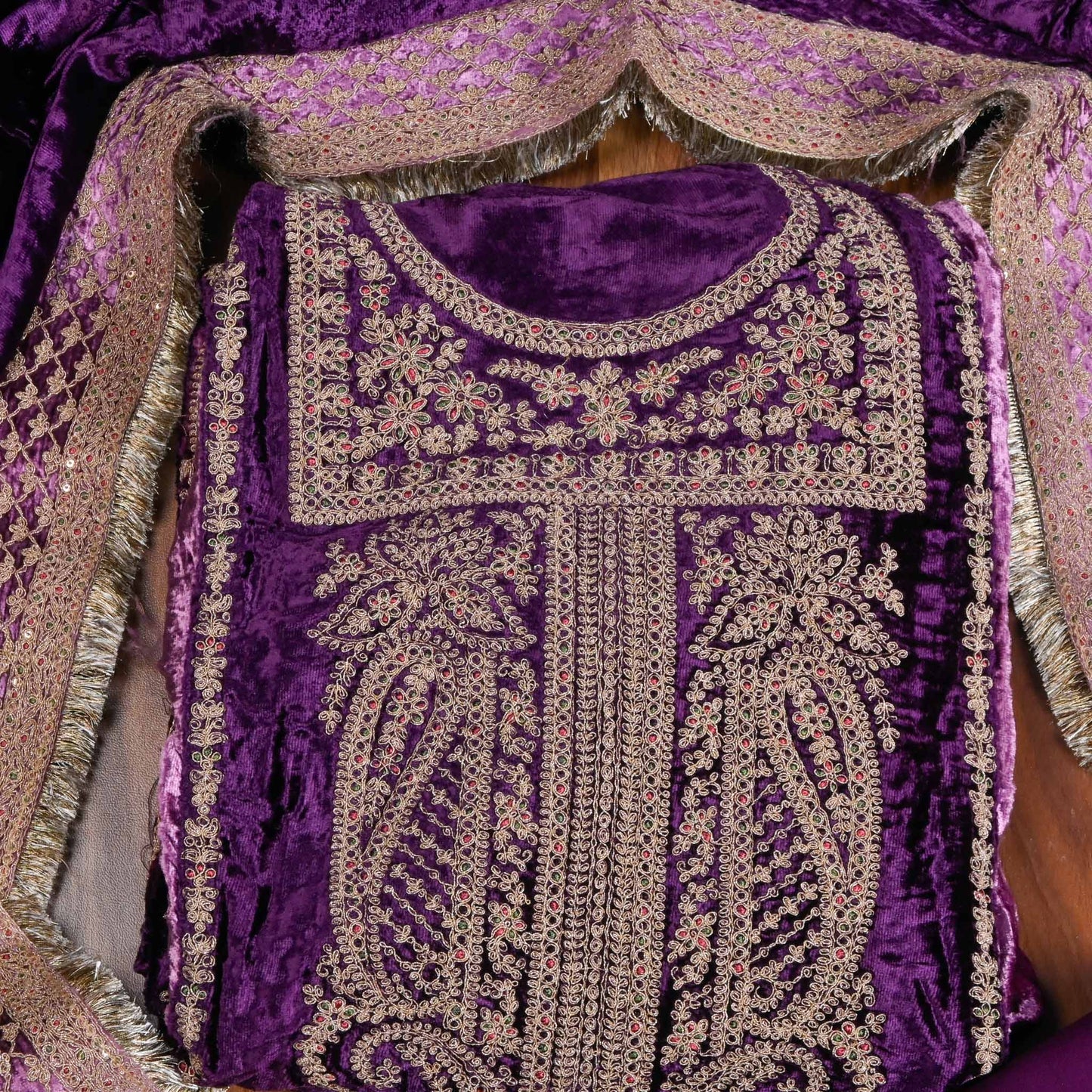 Purple  Velvet Unstitched suit