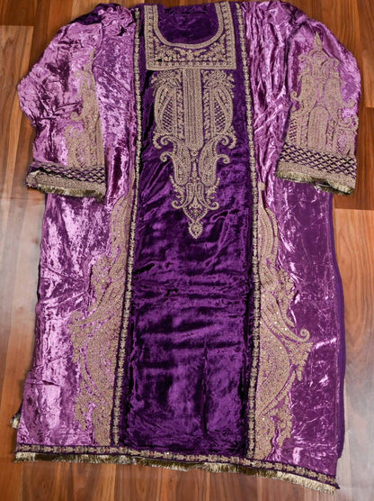 Purple  Velvet Unstitched suit