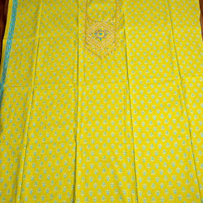 Yellow Cotton Unstiched Suit