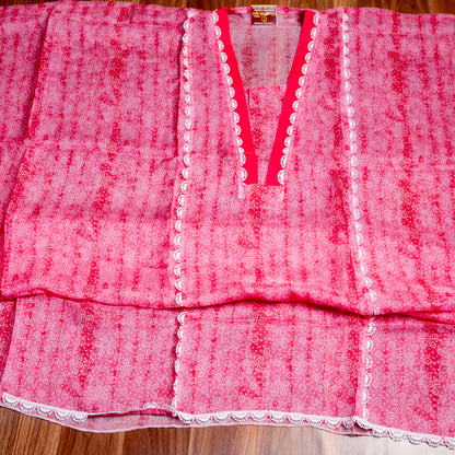 Raspberry Organza Unstiched Suit