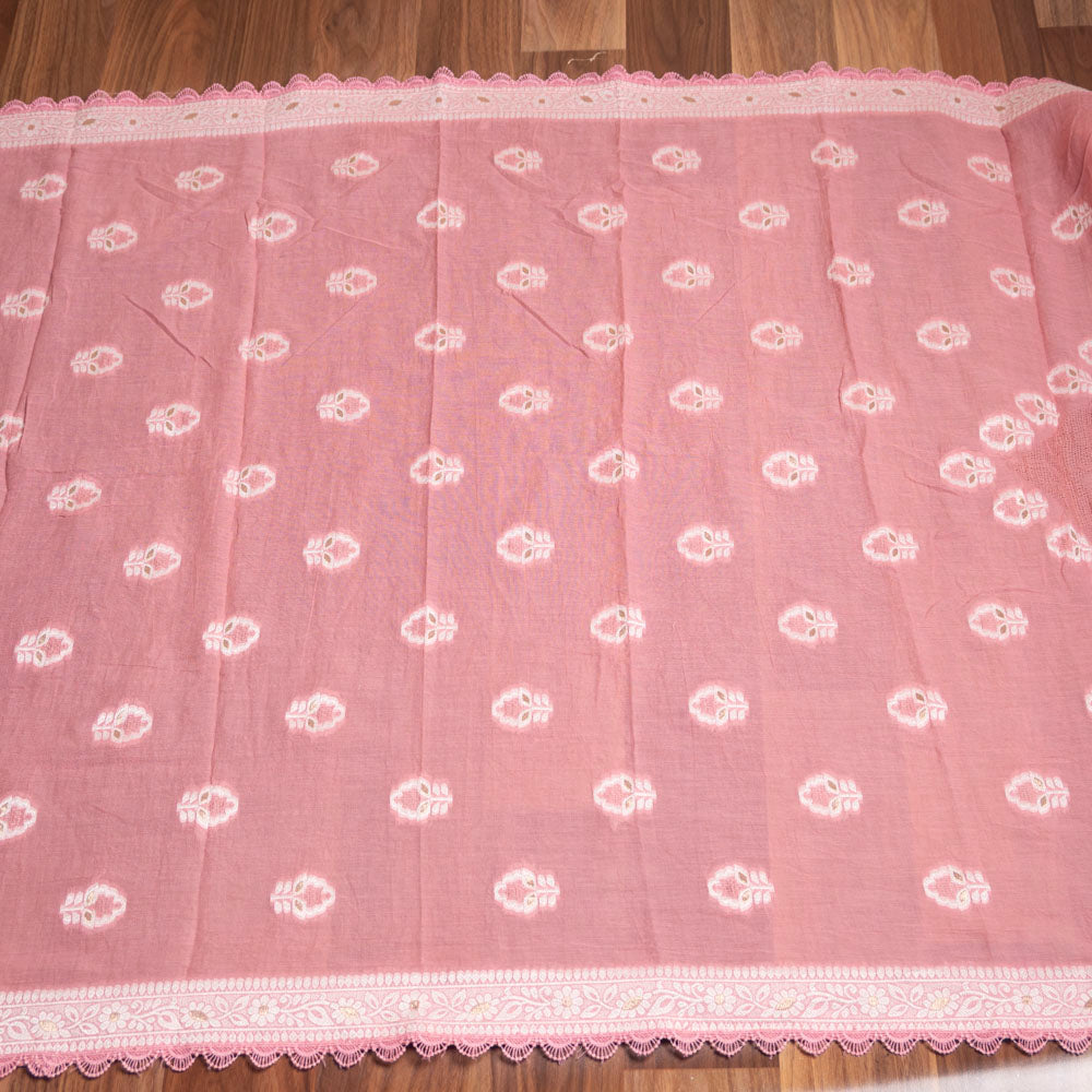 Pink Cotton Unstiched Suit