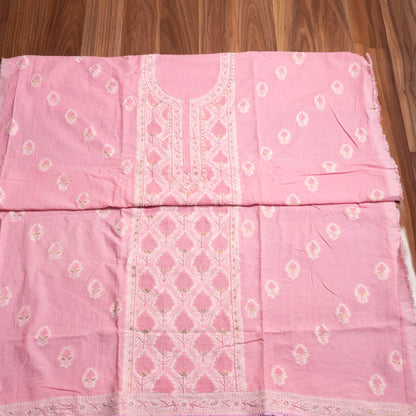 Pink Cotton Unstiched Suit