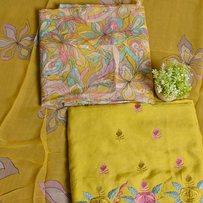 Yellow Georgette Unstiched Suit