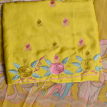 Yellow Georgette Unstiched Suit