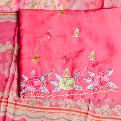 Pink Georgette Unstiched Suit