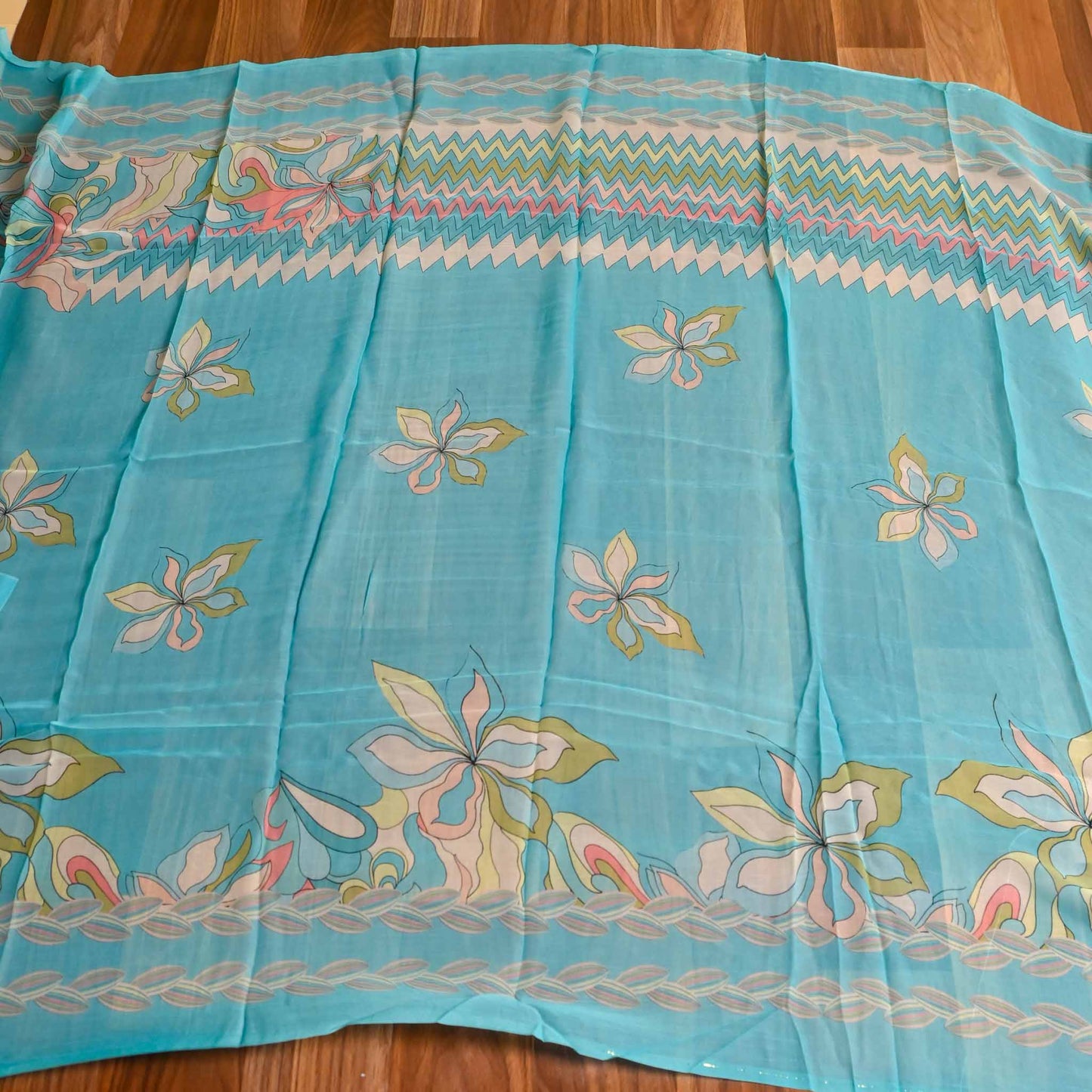 Turquoise Georgette Unstiched Suit