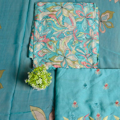 Turquoise Georgette Unstiched Suit