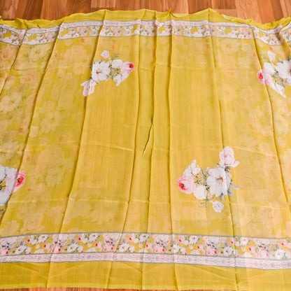 Yellow Georgette Unstiched Suit