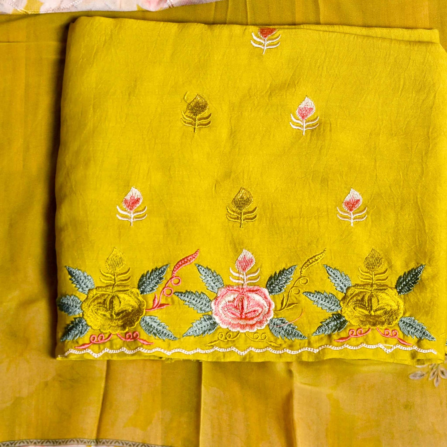 Yellow Georgette Unstiched Suit