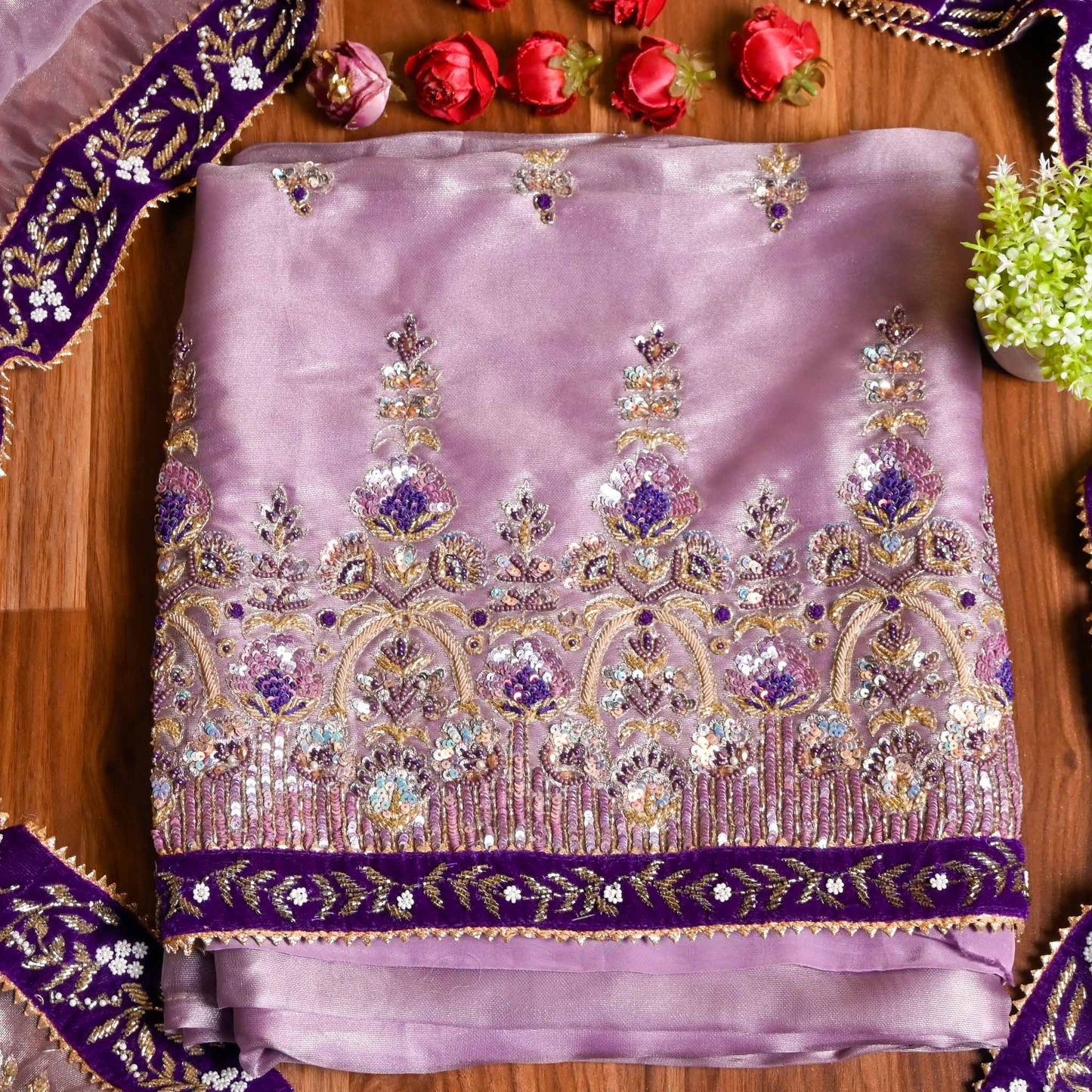 Sasa  Purple Unstiched Suit