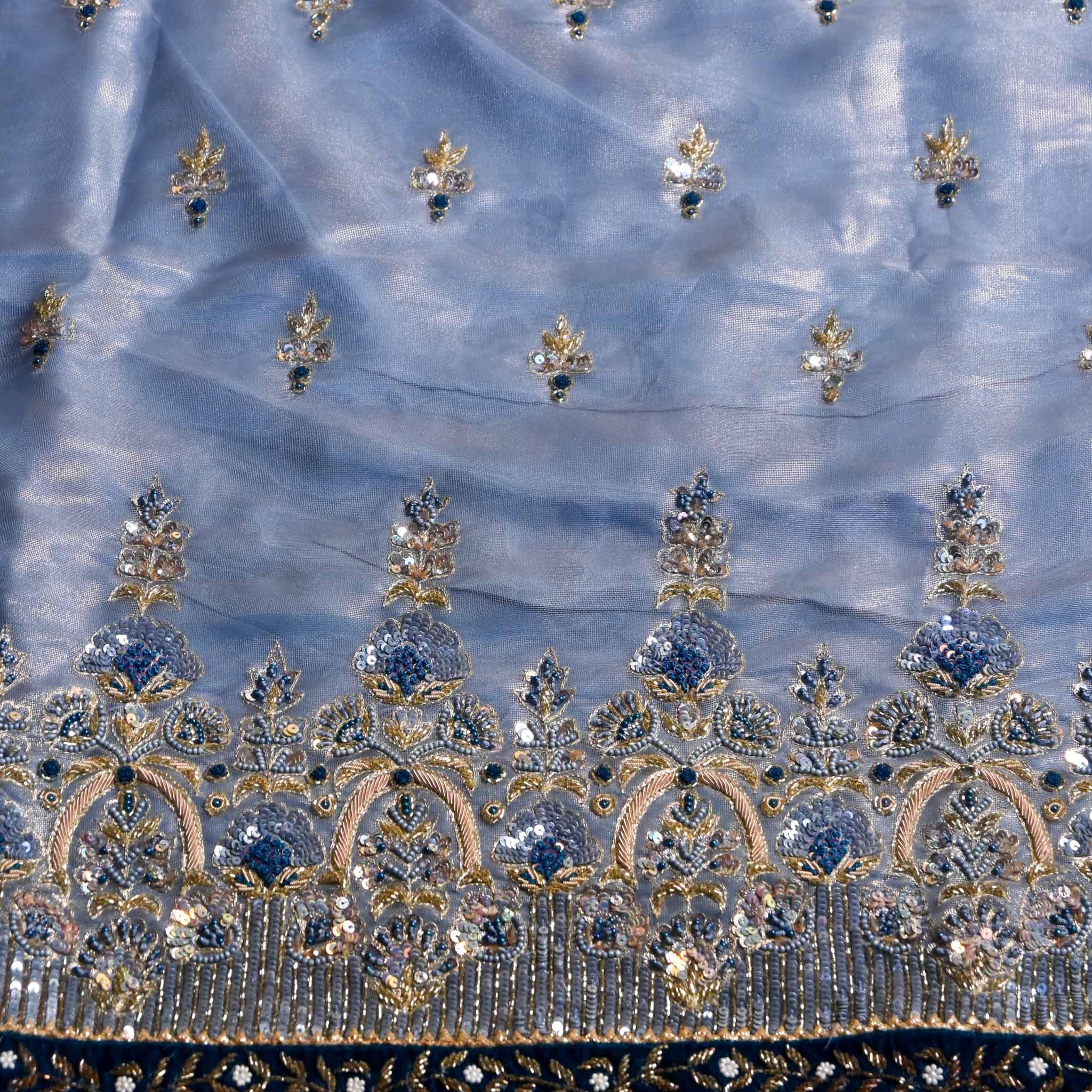 Silk Powder Blue Unstitched Suit