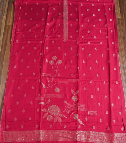 Pashmina red Unstitched Suit