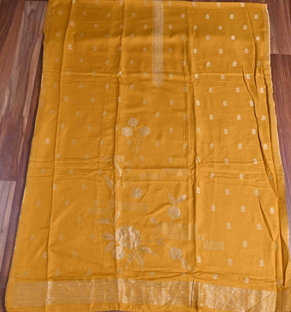 Pashmina yellow Unstitched Suit