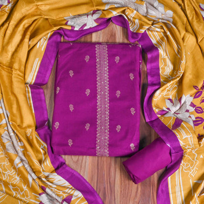 Pashmina Purple Unstitched Suit