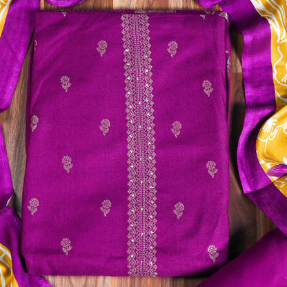 Pashmina Purple Unstitched Suit