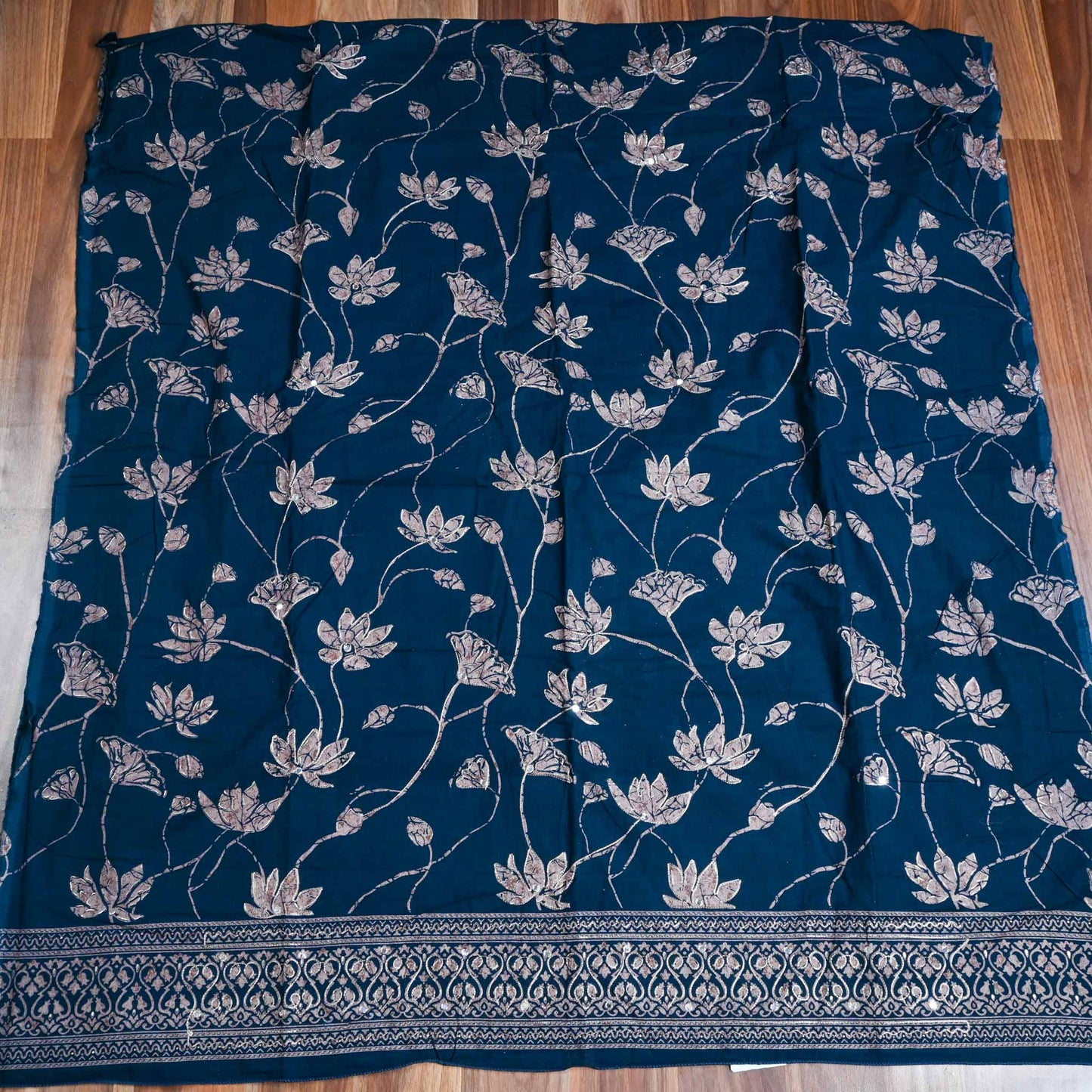 Blue Pashmina Unstitched Suit