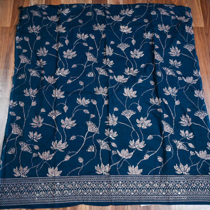 Blue Pashmina Unstitched Suit