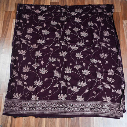 Wine Pashmina Unstitched Suit