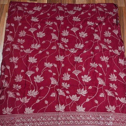 Red Pashmina Unstitched Suit