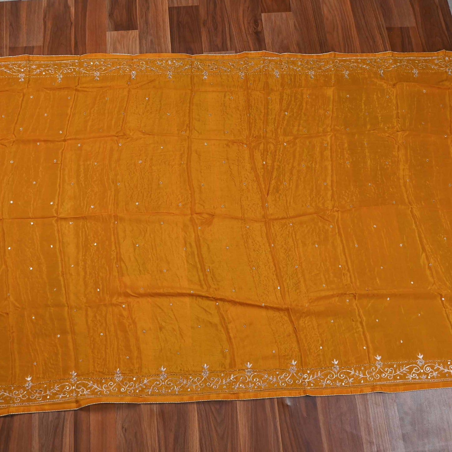 Organza yellow Unstitched Suit