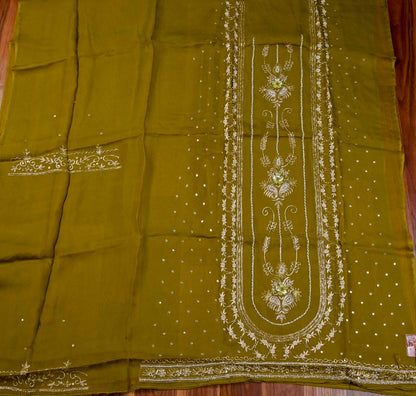 Organza Mehandi  Unstitched Suit