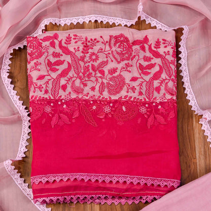 Organza Pink Unstitched Suit