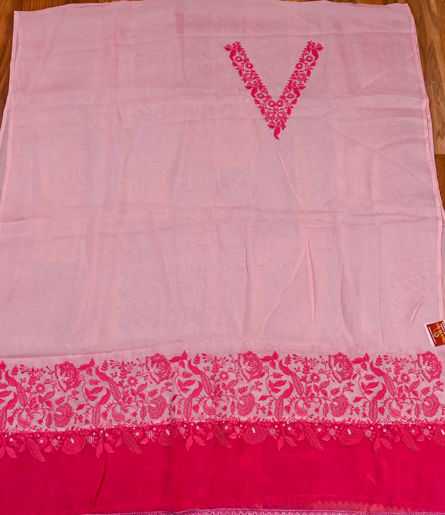 Organza Pink Unstitched Suit