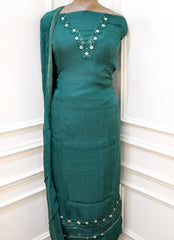 Organza Green Unstitched Suit