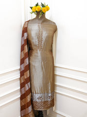 Giraffe Shimmer Brown Unstitched Suit
