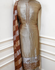 Giraffe Shimmer Brown Unstitched Suit