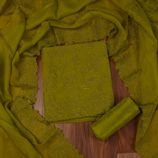 Organza Mehendi Unstitched Suit