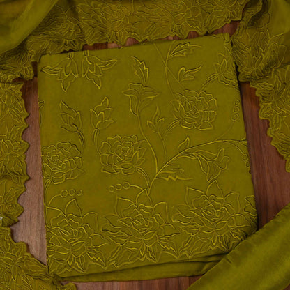 Organza Mehendi Unstitched Suit