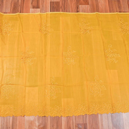 Organza yellow Unstitched Suit