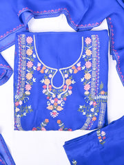 Twill Organza Blue Unstitched Suit