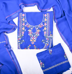 Twill Organza Blue Unstitched Suit
