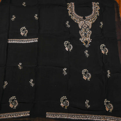 Organza Black Unstitched suit