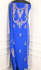 Twill Organza Blue Unstitched Suit