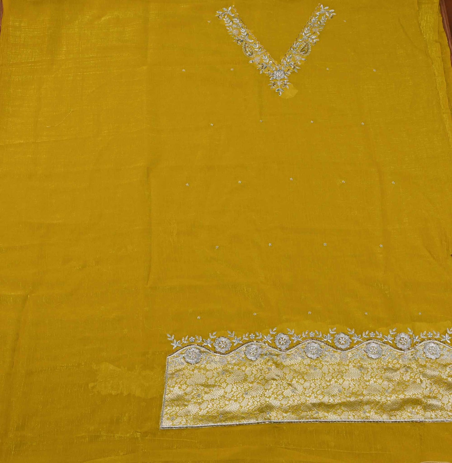 Crush Shimmer yellow Unstitched suit