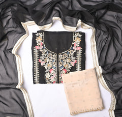 Twill Organza Black Unstitched Suit