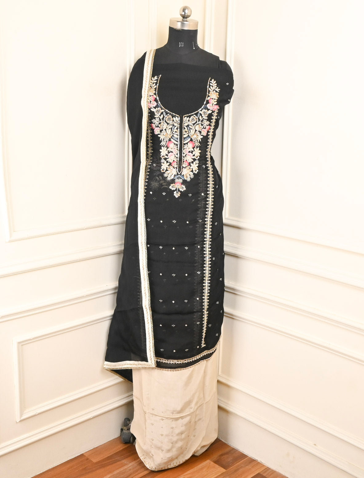 Twill Organza Black Unstitched Suit