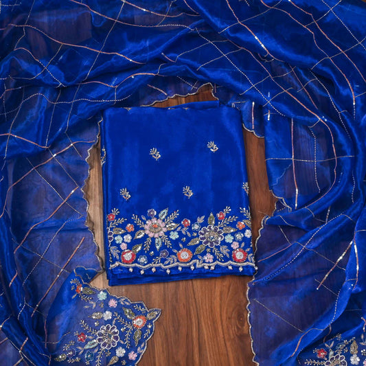 Glass Shimmer Royal blue Unstitched suit