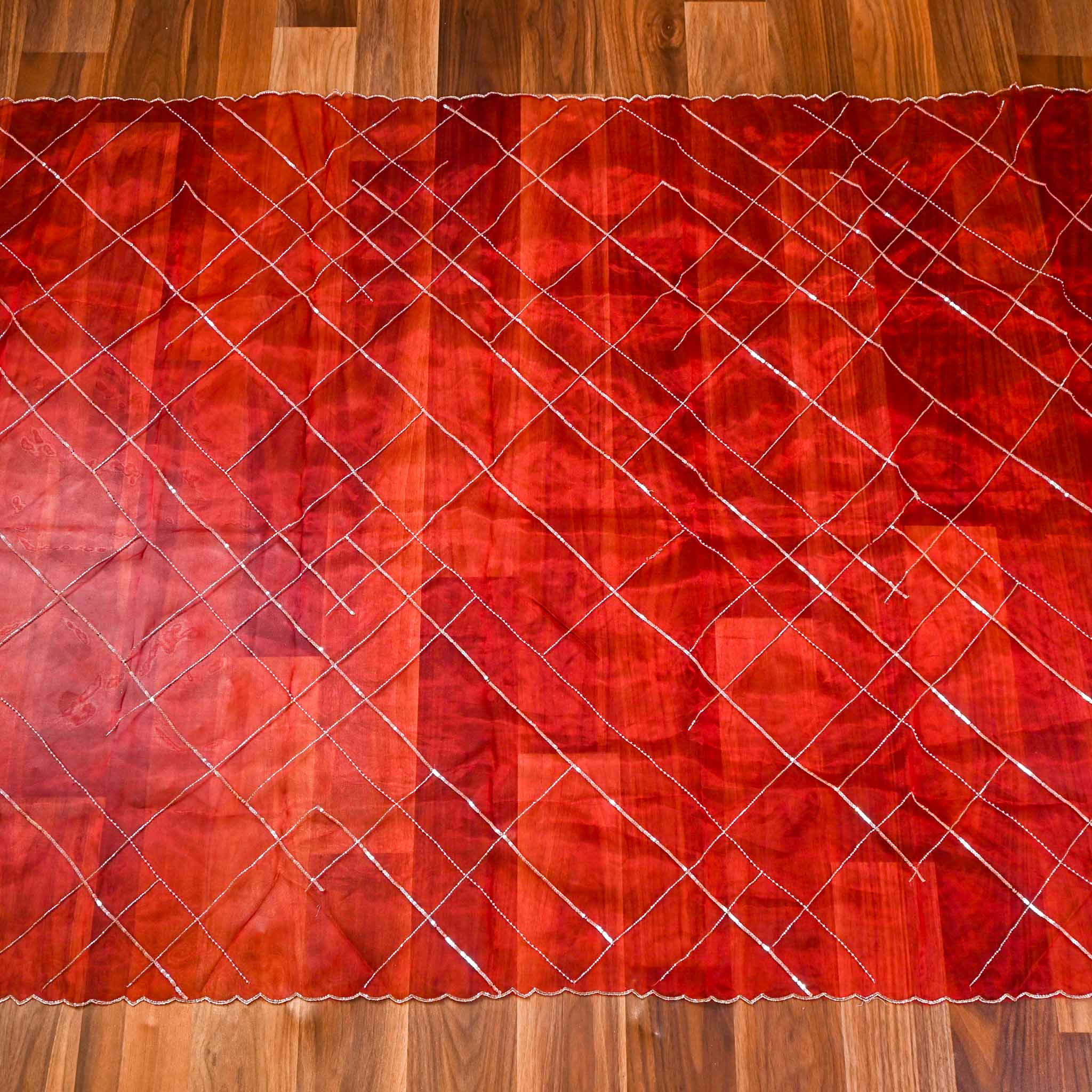 Glass Shimmer Red Maroon Unstitched Suit